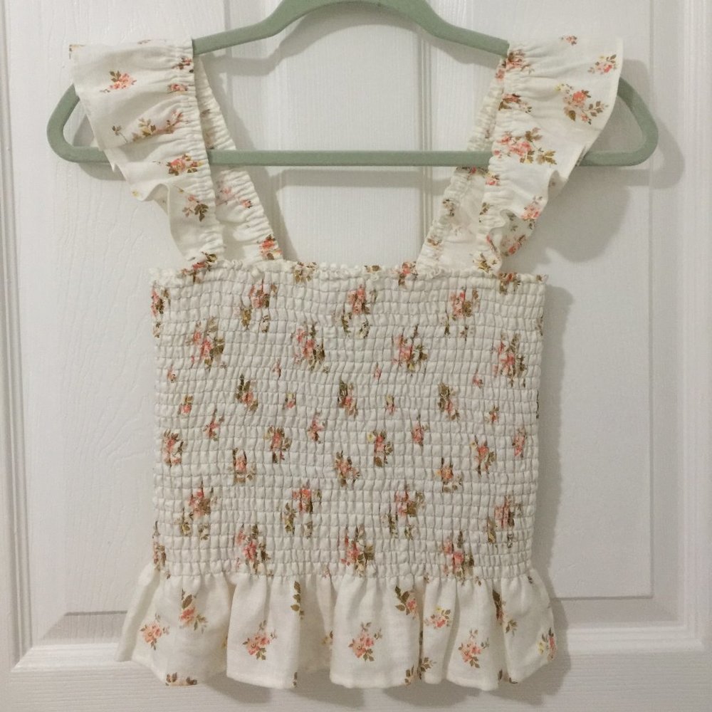 Reformation Junebug Ruffle Sleeveless Linen Top